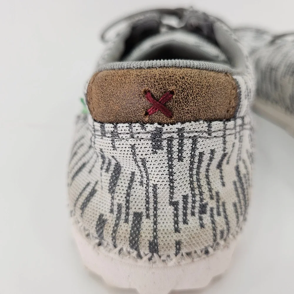 Twisted X‎ Mens EcoTWX Slip On Driving Loafers Grey White Patterned Knit 9.5